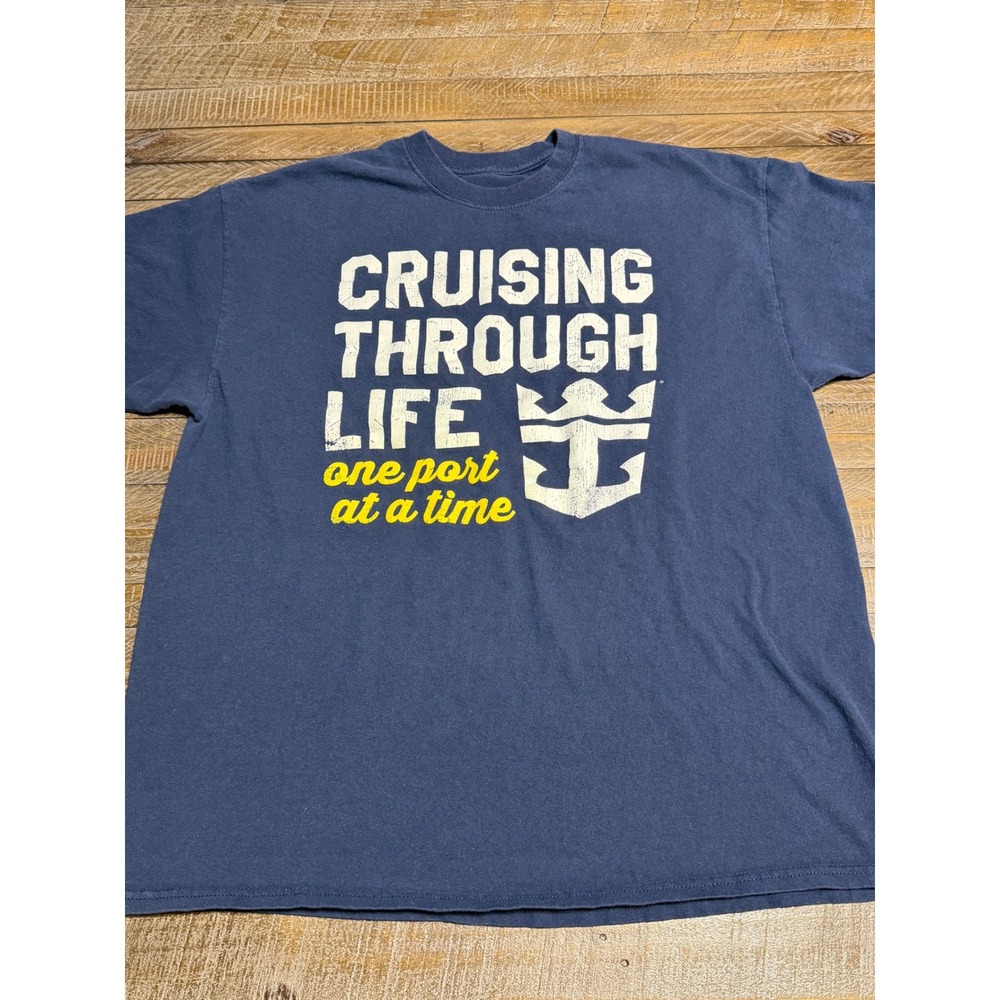 Royal Caribbean T-Shirt Mens Large Navy Cruising Through Life Graphic Preloved